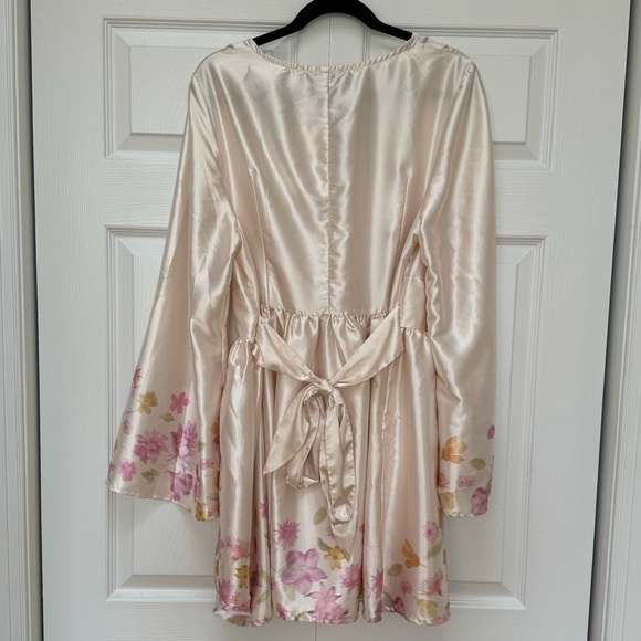 Satin Floral Knotted Ruffle Mini Dress - Picture 5 of 6